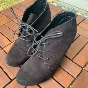 Black Suede Lace Up Booties